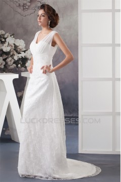 A-Line V-Neck Chiffon Silk like Satin Sleeveless New Arrival Wedding Dresses 2030567