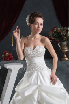 Amazing A-Line Satin Taffeta Sweetheart Sleeveless Wedding Dresses 2030570
