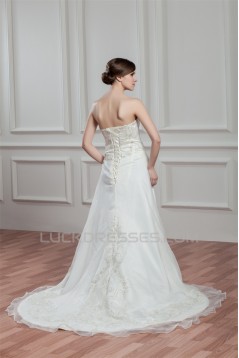 Amazing Satin Organza Sleeveless Strapless A-Line Wedding Dresses 2030575