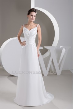 Amazing Sleeveless Chiffon A-Line V-Neck Wedding Dresses 2030582