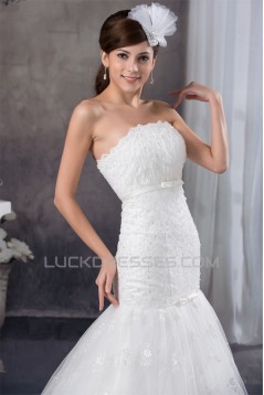 Amazing Sleeveless Satin Lace Strapless A-Line Wedding Dresses 2030584