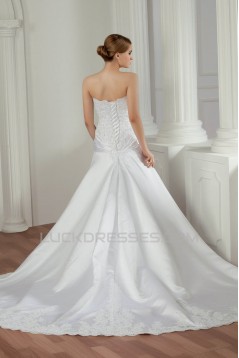 Amazing Sleeveless Satin Lace Sweetheart A-Line Lace Wedding Dresses 2030585