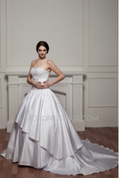 Amazing Soft Sweetheart Satin A-Line Beaded Lace Wedding Dresses 2030588