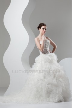 Amazing Sweetheart Ball Gown Sleeveless Satin Organza Wedding Dresses 2030593