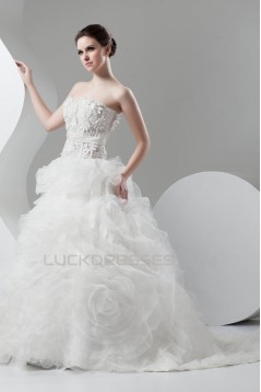 Amazing Sweetheart Ball Gown Sleeveless Satin Organza Wedding Dresses 2030593