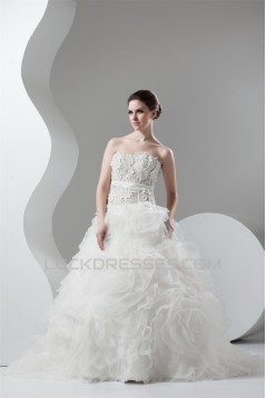 Amazing Sweetheart Ball Gown Sleeveless Satin Organza Wedding Dresses 2030593