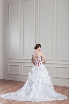 Ball Gown Organza Taffeta Sleeveless One-Shoulder Wedding Dresses 2030601