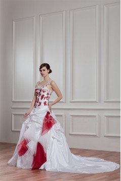 Ball Gown Organza Taffeta Sleeveless One-Shoulder Wedding Dresses 2030601