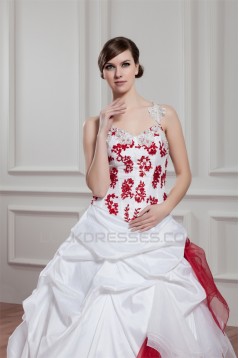 Ball Gown Organza Taffeta Sleeveless One-Shoulder Wedding Dresses 2030601