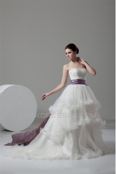 Ball Gown Satin Organza Sweetheart Sleeveless New Arrival Wedding Dresses 2030603