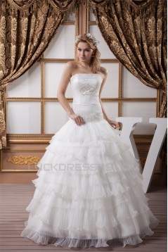 Ball Gown Sleeveless Satin Crunched Organza New Arrival Wedding Dresses 2030606