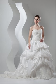 Ball Gown Sweetheart Sleeveless Lace Taffeta Lace Wedding Dresses 2030611