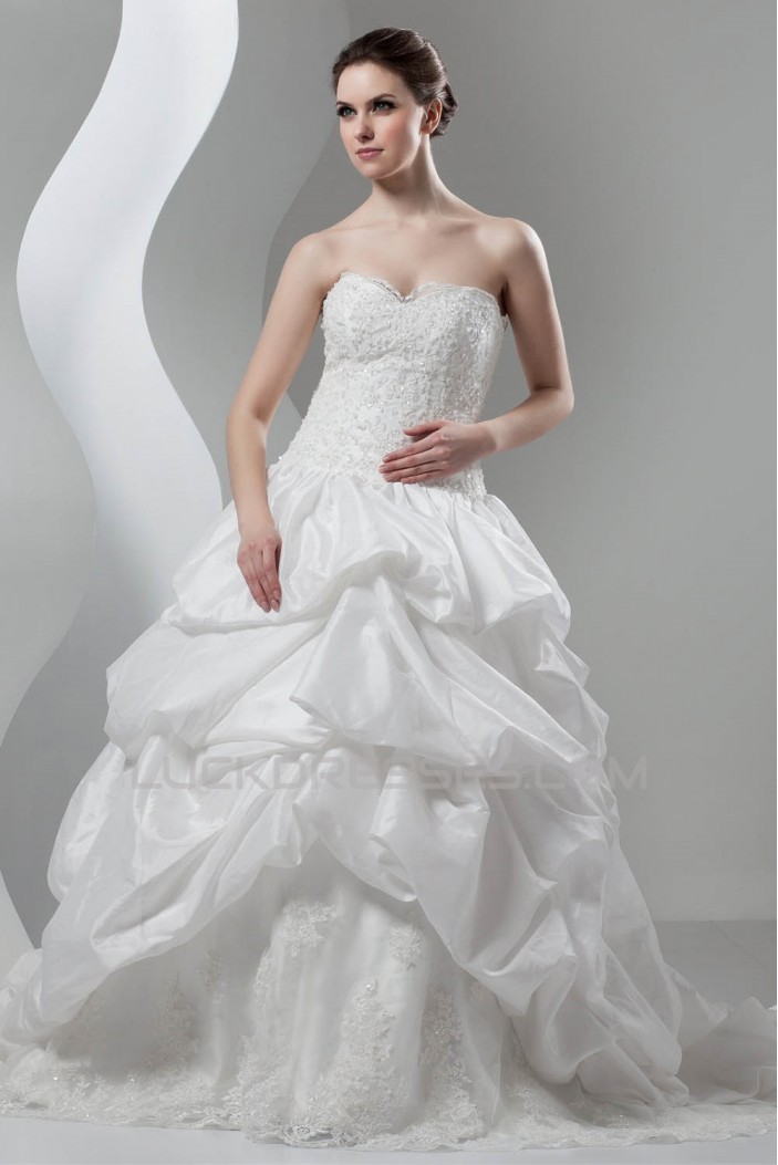 Ball Gown Sweetheart Sleeveless Lace Taffeta Lace Wedding Dresses 2030611