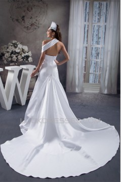 Beautiful A-Line Sleeveless Satin Taffeta Straps Wedding Dresses 2030616