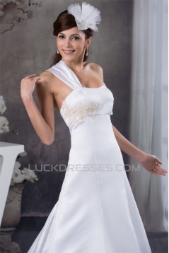 Beautiful A-Line Sleeveless Satin Taffeta Straps Wedding Dresses 2030616