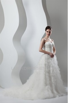 Beautiful A-Line Sweetheart Sleeveless Satin Organza Wedding Dresses 2030619