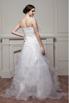 Beautiful Satin Spaghetti Straps Sleeveless A-Line Wedding Dresses 2030625