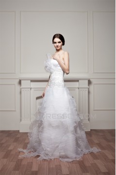 Beautiful Satin Spaghetti Straps Sleeveless A-Line Wedding Dresses 2030625