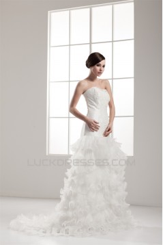 Beautiful Satin Strapless Sleeveless A-Line Wedding Dresses 2030626