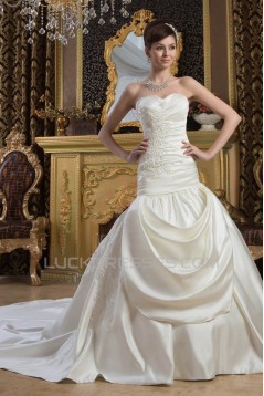 Beautiful Sleeveless Satin Sweetheart A-Line Wedding Dresses 2030632