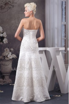 Beautiful Sleeveless Strapless A-Line Satin Wedding Dresses 2030633