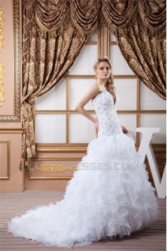 Beautiful Sweetheart Satin Organza A-Line Sleeveless Wedding Dresses 2030635