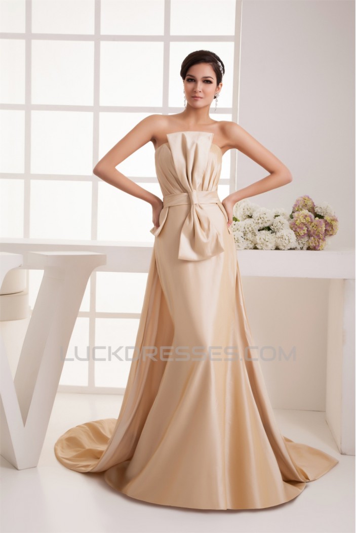 Beautiful Taffeta Mermaid/Trumpet Sleeveless Strapless Wedding Dresses 2030637