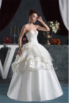 Bowl Ball Gown Sleeveless Satin Taffeta Reception Wedding Dresses 2030640