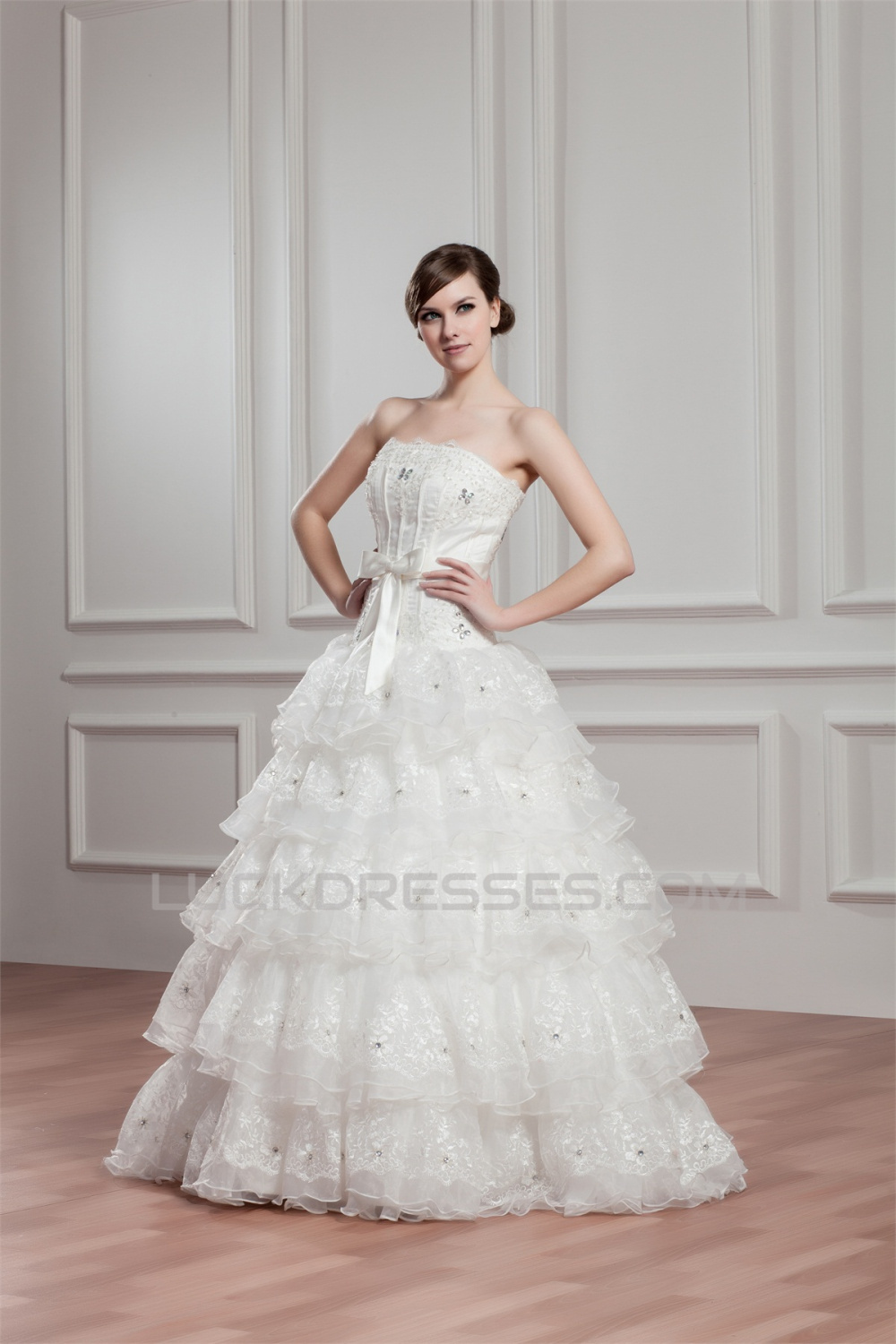 Breathtaking Ball Gown Lace Organza Taffeta Sleeveless Wedding Dresses 2030641 1436