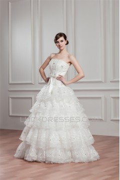 Breathtaking Ball Gown Lace Organza Taffeta Sleeveless Wedding Dresses 2030641