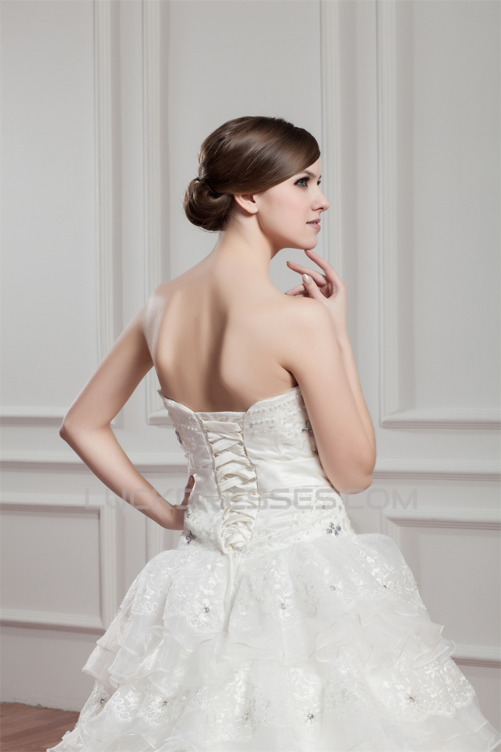 Breathtaking Ball Gown Lace Organza Taffeta Sleeveless Wedding Dresses 2030641 3375