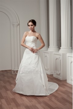 Breathtaking Satin Sleeveless Sweetheart A-Line Wedding Dresses 2030644