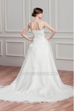 Charming V-Neck Sleeveless Satin Organza A-Line Wedding Dresses 2030653