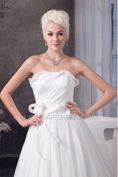 Chiffon Satin Silk like Satin A-Line Sleeveless Most Beautiful Wedding Dresses 2030655