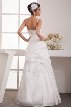 Elegant A-Line Satin Organza Taffeta Spaghetti Straps Wedding Dresses 2030660