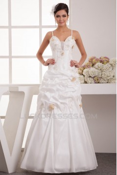 Elegant A-Line Satin Organza Taffeta Spaghetti Straps Wedding Dresses 2030660