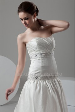 Elegant A-Line Satin Soft Sweetheart Sleeveless Wedding Dresses 2030661