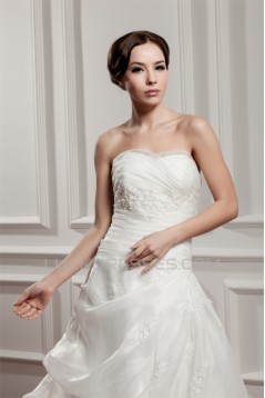 Elegant A-Line Strapless Satin Sleeveless Best Wedding Dresses 2030664