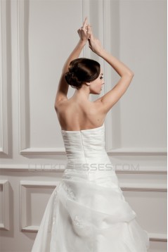 Elegant A-Line Strapless Satin Sleeveless Best Wedding Dresses 2030664