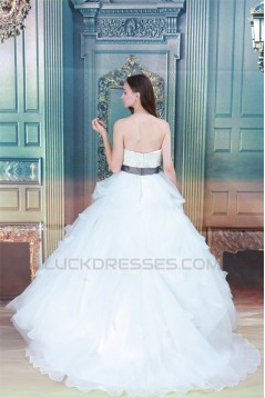 Elegant Sleeveless Sweetheart Satin Organza Ball Gown Wedding Dresses 2030673