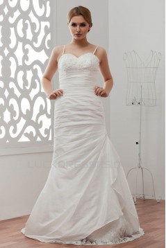 Elegant Sleeveless Sweetheart Taffeta Lace A-Line Wedding Dresses 2030674