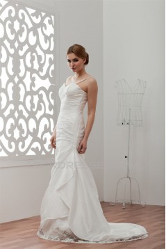 Elegant Sleeveless Sweetheart Taffeta Lace A-Line Wedding Dresses 2030674