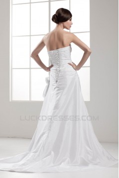 Fantastic A-Line Satin Taffeta Sweetheart Sleeveless Wedding Dresses 2030680