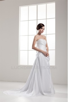 Fantastic A-Line Satin Taffeta Sweetheart Sleeveless Wedding Dresses 2030680