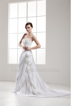 Fantastic A-Line Satin Taffeta Sweetheart Sleeveless Wedding Dresses 2030680