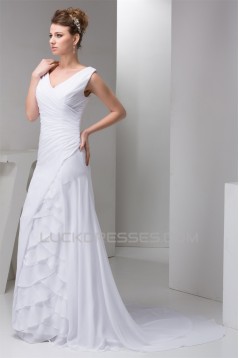 Fantastic A-Line Sleeveless Chiffon Silk like Satin Wedding Dresses 2030681