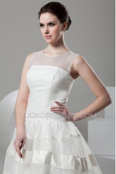 Fantastic Satin Organza A-Line Scoop Wedding Dresses 2030688