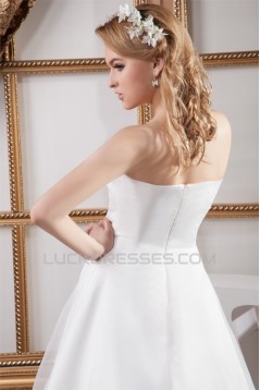 Fantastic Satin Organza Strapless A-Line Sleeveless Wedding Dresses 2030691