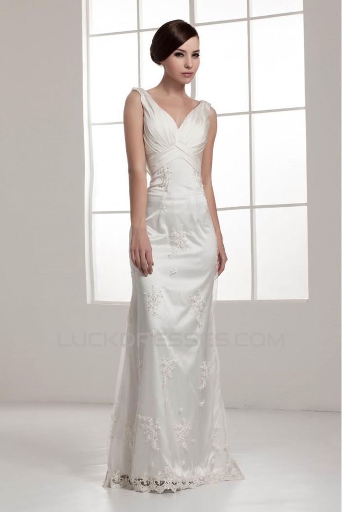 Fantastic Sleeveless Sheath/Column Straps Lace Wedding Dresses 2030692
