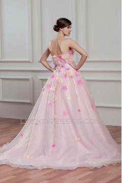 Fantastic Strapless A-Line Sleeveless Satin Organza Wedding Dresses 2030693